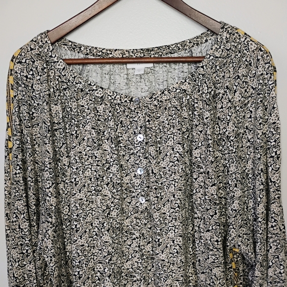 J Jill Ditsy Floral Blouse Womens Plus 3X Boho Bohemian Peasant Relaxed Flowy - Picture 3 of 13